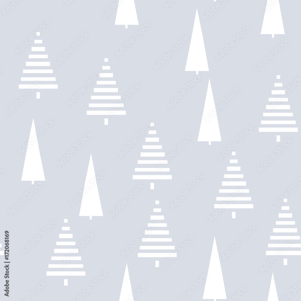 Obraz premium Christmas pattern with trees. Simple, winter background graphic to print on fabric, paper, gift wrapping, packaging, 
