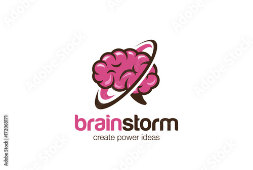 Think Brain Mind Logo vector. Brainstorm ideas Logotype icon