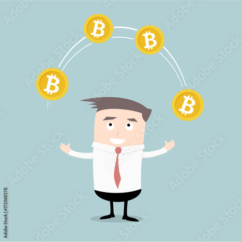 Businessman juggling Bitcoins