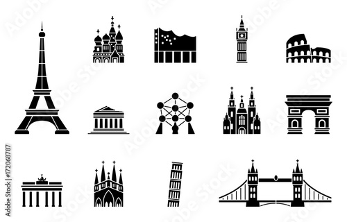 Wahrzeichen von Europa - Iconset (in Schwarz)