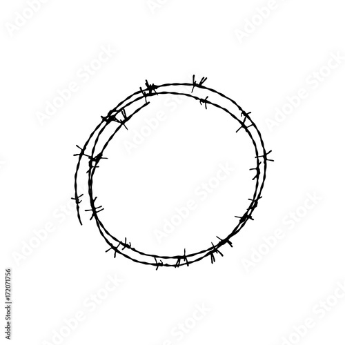 Barbed wire for detaining criminals in prison. A fence in prison.