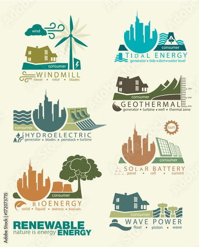 icons and infographics of renewable energy