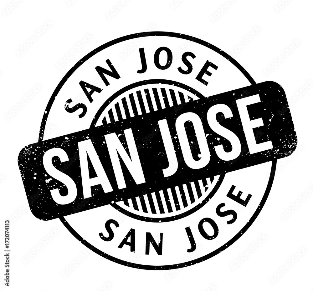San Jose rubber stamp. Grunge design with dust scratches. Effects can be easily removed for a clean, crisp look. Color is easily changed.