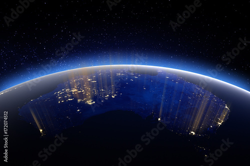 Fototapeta Naklejka Na Ścianę i Meble -  Earth at night. 3d rendering