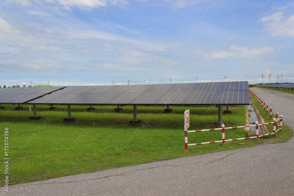 Solar panels modules and blue sky with clouds Solar panels modules and blue sky with clouds