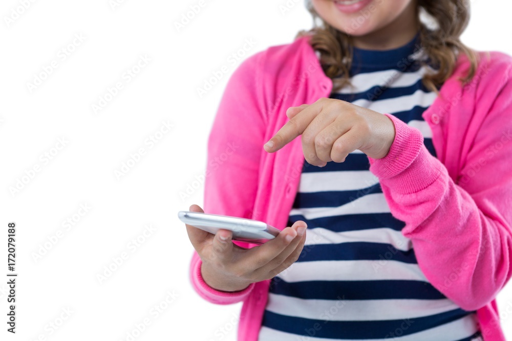 Mid section of girl using mobile phone Mid section of girl using mobile phone