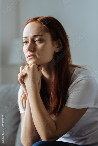 Depressed sad woman being unhappy