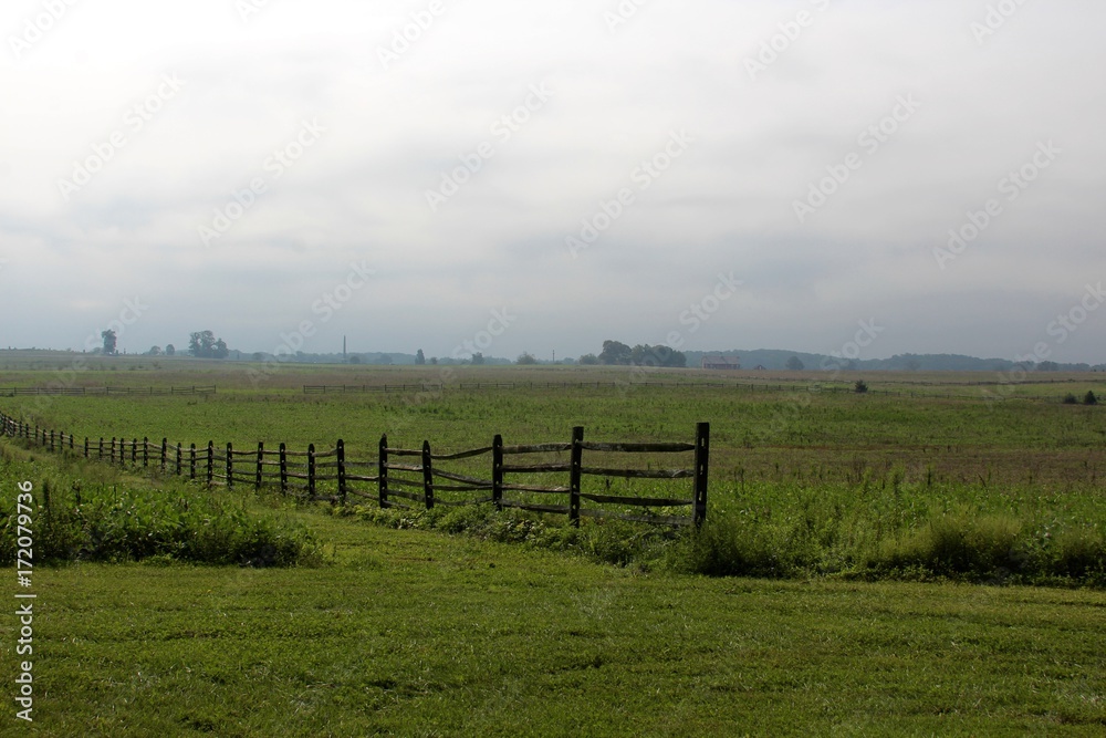 The green grass pasture of the Pennsylvania farmland.