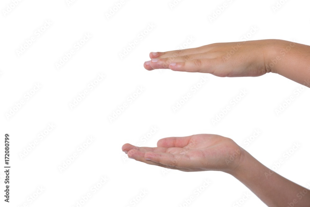 Hands of kid pretending to be holding invisible object Hands of kid pretending to be holding invisible object