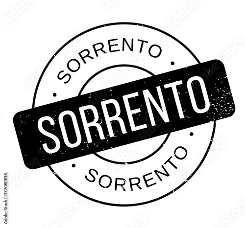 Sorrento rubber stamp. Grunge design with dust scratches. Effects can be easily removed for a clean, crisp look. Color is easily changed.