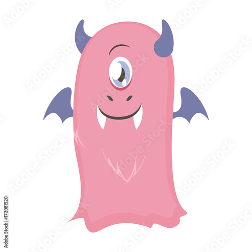Happy pink furry one eyed monster