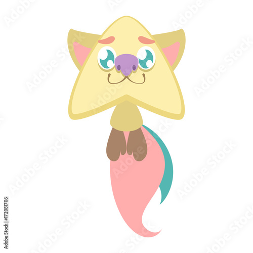 Cute smiling star monster with bushy tails