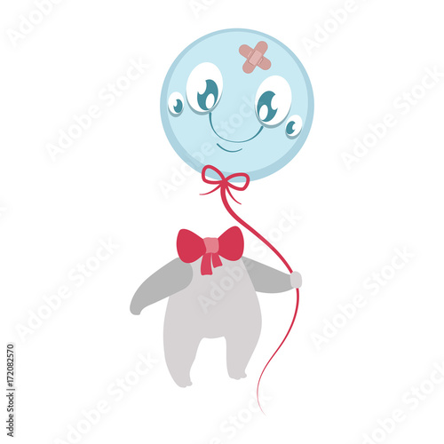 Smiling monster holding his own balloon head