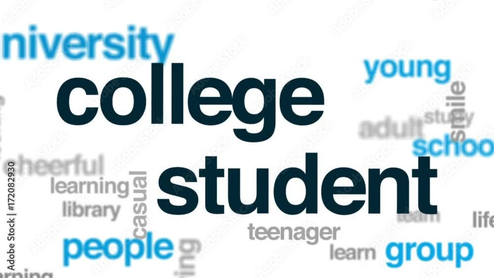 College student animated word cloud, text design animation. College student animated word cloud, text design animation.
