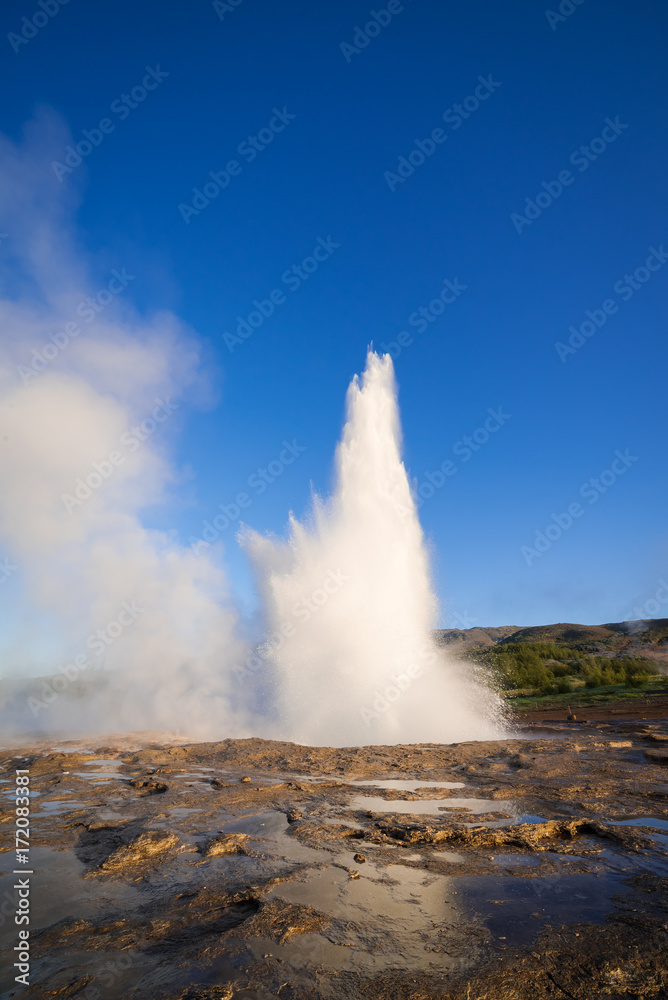 Eruption of the geyser in Iceland