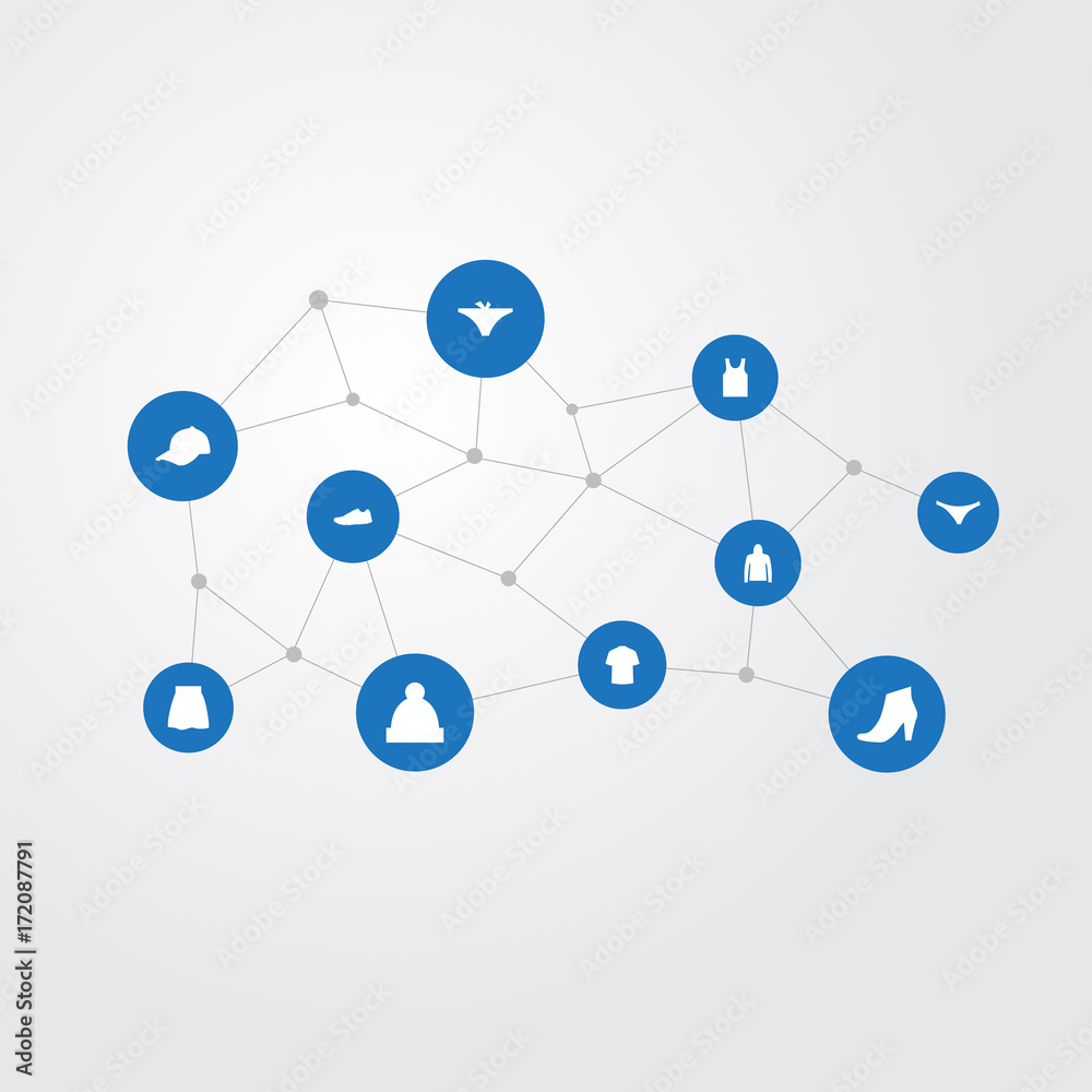 Vector Illustration Set Of Simple Clothes Icons. Elements Singlet, Ski