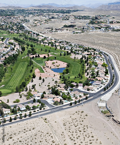 Photography Aerial view of a golf course in las vegas