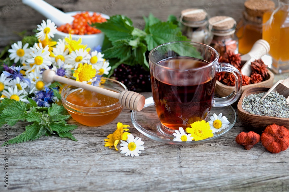 herbal tea with chamomile and honey herbal tea with chamomile and honey
