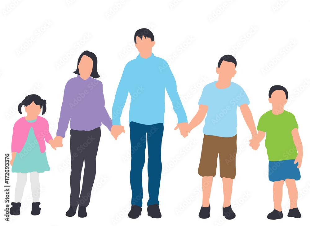 vector, children, flat style, isometric people