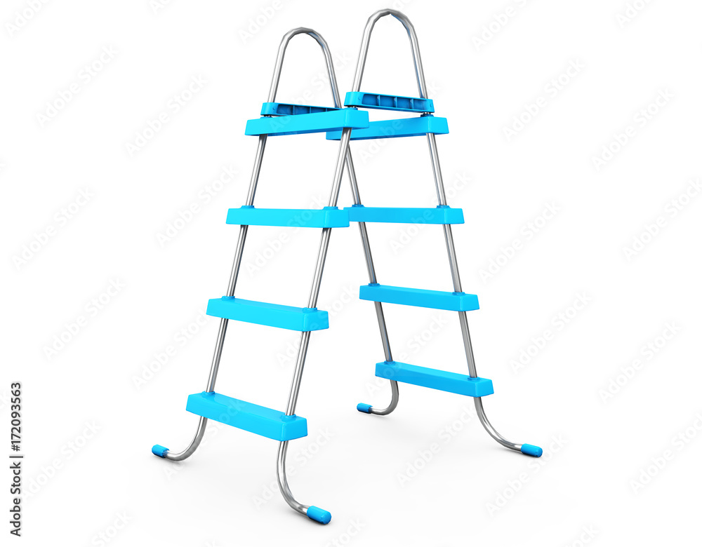 Chrome Swimming Pool Ladders on a white background. 3d Rendering. Chrome Swimming Pool Ladders on a white background. 3d Rendering.