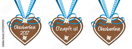 Lebkuchenherz Oktoberfest mit Schleife 2017