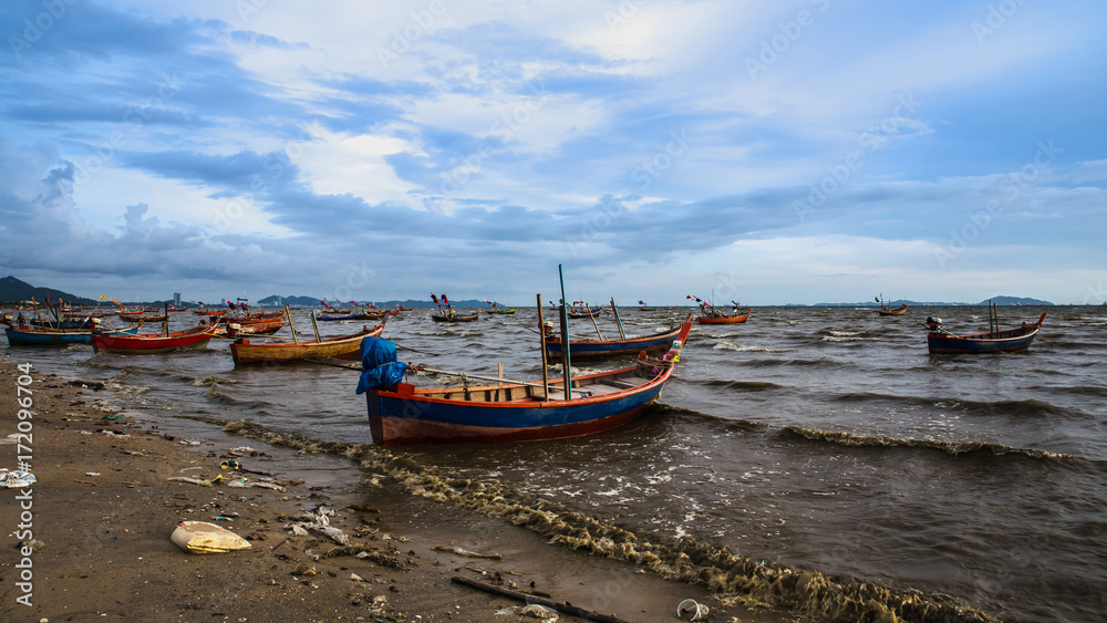  Plastic trash and other marine garbage on  attractions thailand