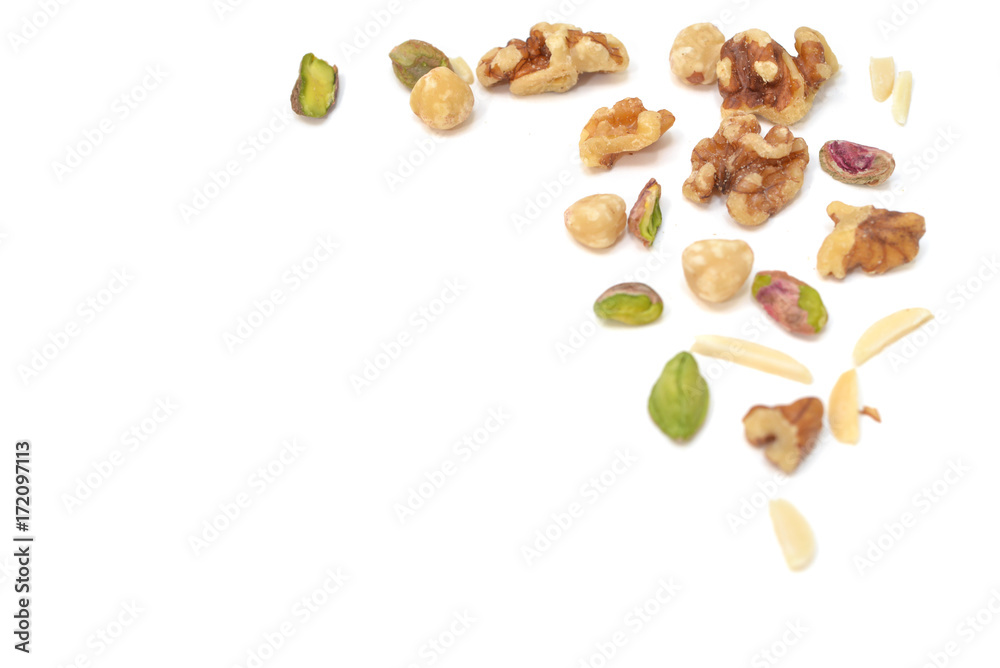 Obraz premium Mixed nuts on white background - isolated