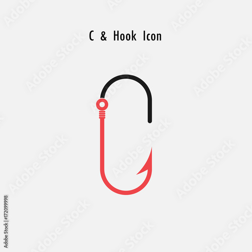 Creative C- Letter icon abstract and hook icon design vector template.Fishing hook icon.Alphabet icon.Vector illustration