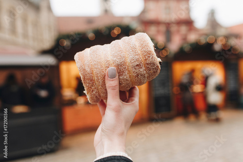 Photography Sweet food in woman hand outdoor