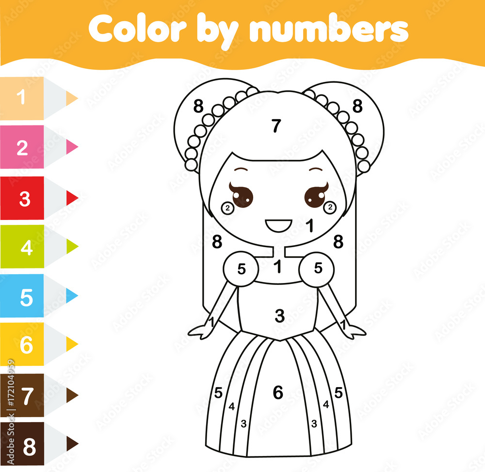 Color by numbers educational children game. Coloring page for kids ...