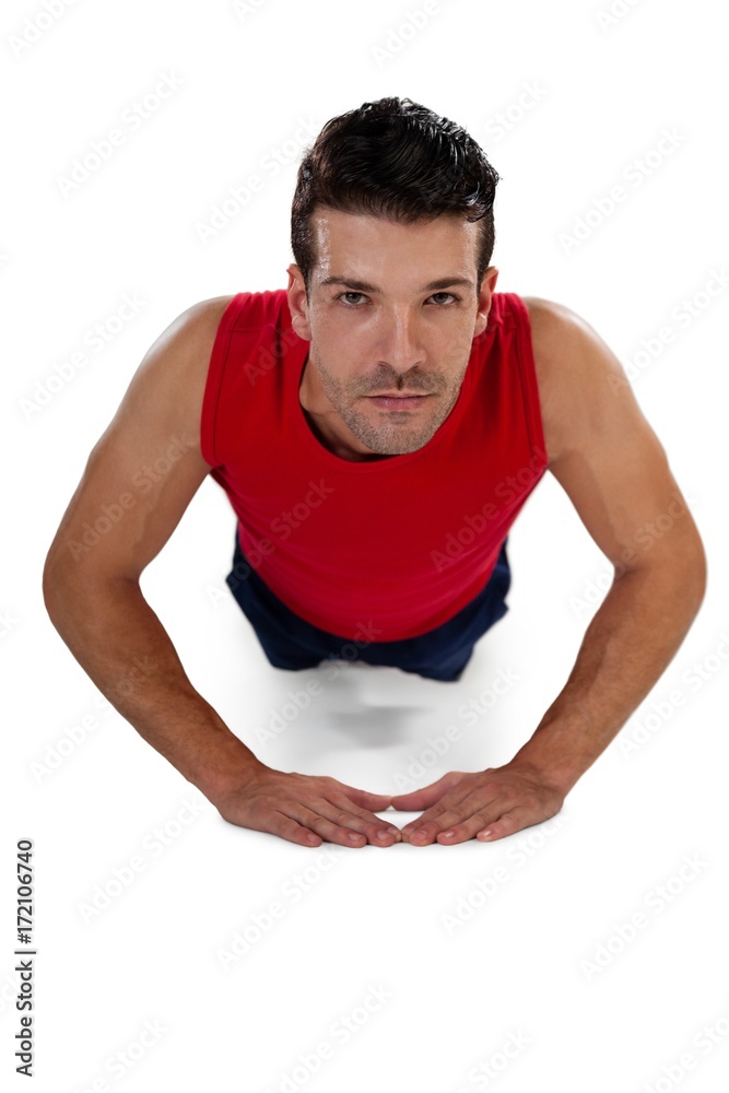 Portrait of determined sports player exercising Portrait of determined sports player exercising