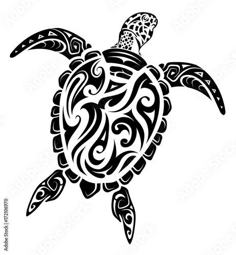 Fototapeta Maori style turtle tattoo