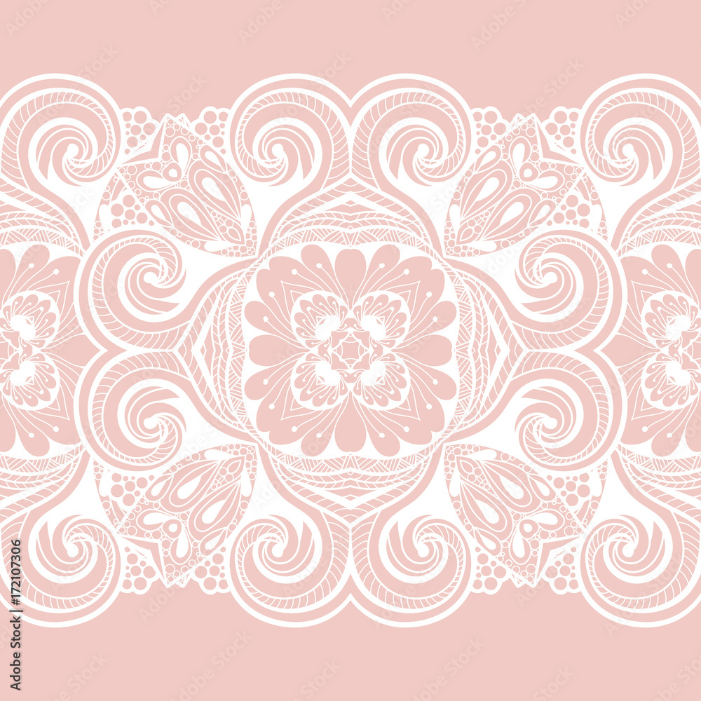  white laces. seamless pattern, vector border.