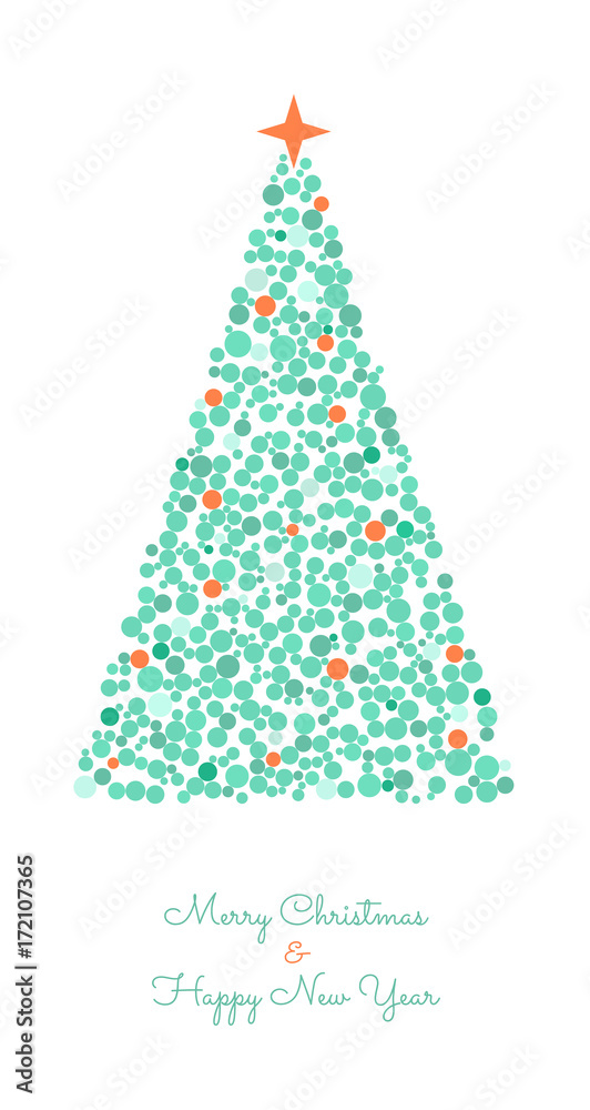 Christmas tree circles, Xmas greeting card, vector illustration Christmas tree circles, Xmas greeting card, vector illustration