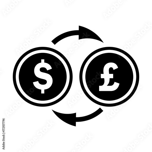 Exchange money, euro and dollar icon