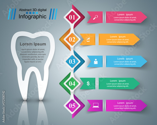 Business Infographics origami style Vector illustration. Tooth icon.