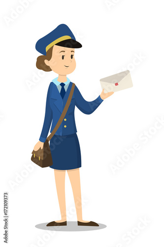 Postwoman with envelope.
