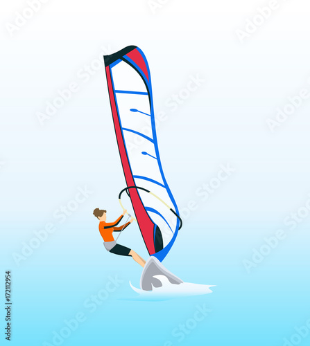Isolated windsurf in ocean.