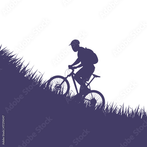 Fototapeta Naklejka Na Ścianę i Meble -  man on bicycle silhouette