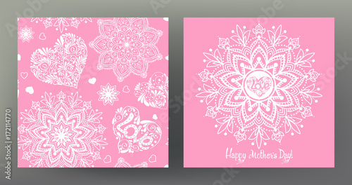 Set of postcard or banner for Happy mother's Day with Love heart