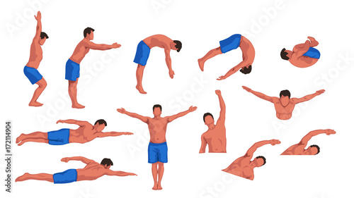 swimming man set