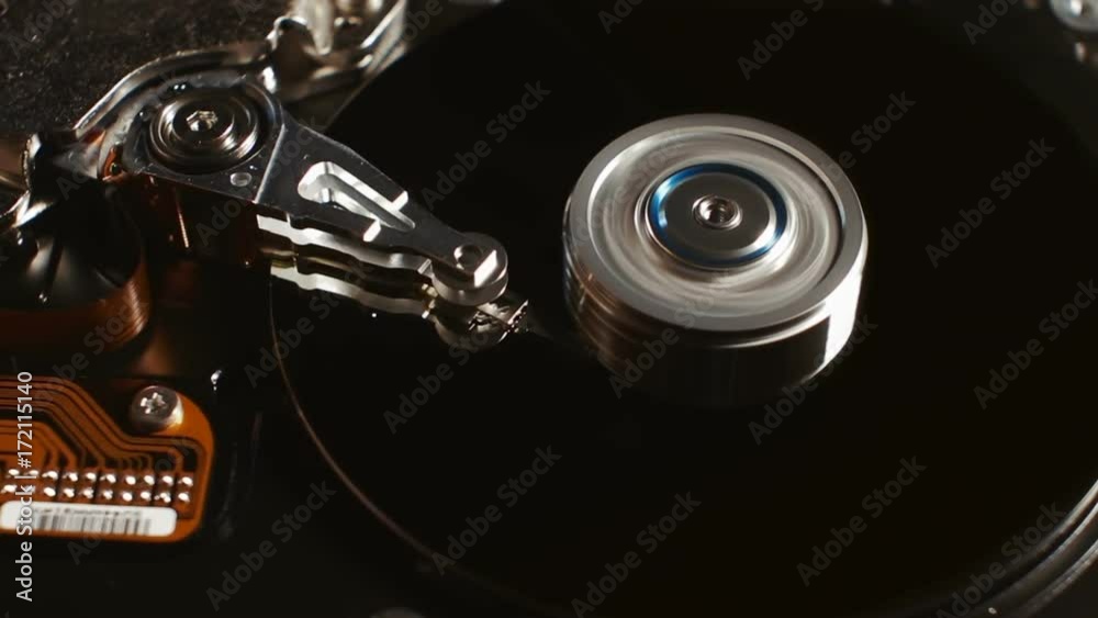 Working process of hard disk drive. Computer hdd. Zoom shot. Working process of hard disk drive. Computer hdd. Zoom shot.