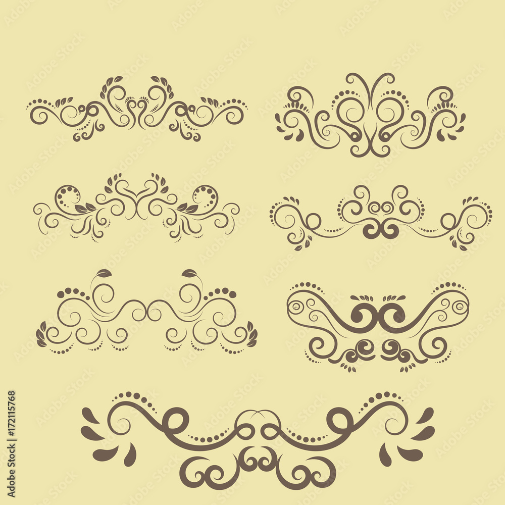 illustration of set of vintage design elements