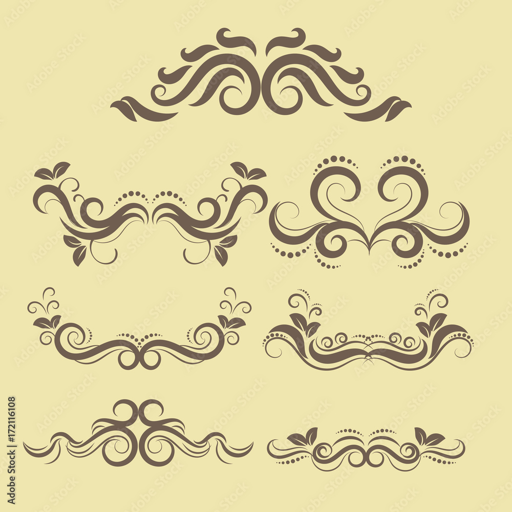 Naklejka premium illustration of set of vintage design elements