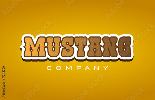 mustang western style word text logo design icon company