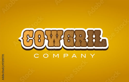 cowgril cow gril western style word text logo design icon company