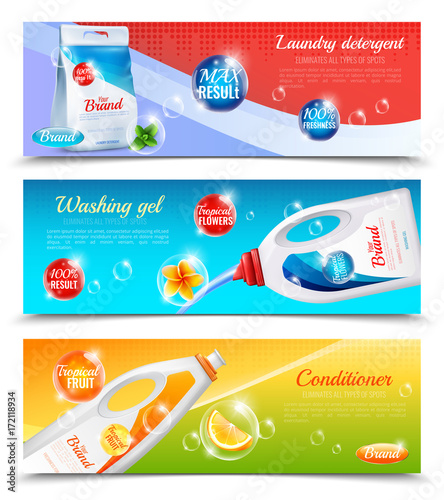 Detergents Clothes Horizontal Banner Set
