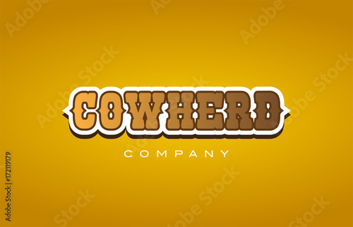cowherd cow herd western style word text logo design icon company