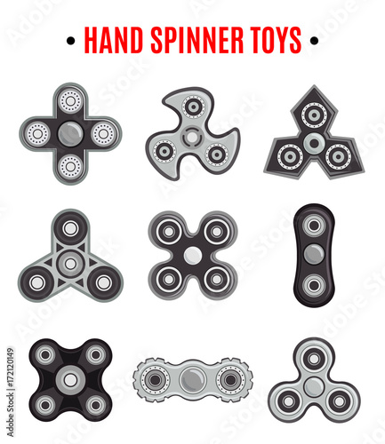 Hand Spinner Black Icons Set
