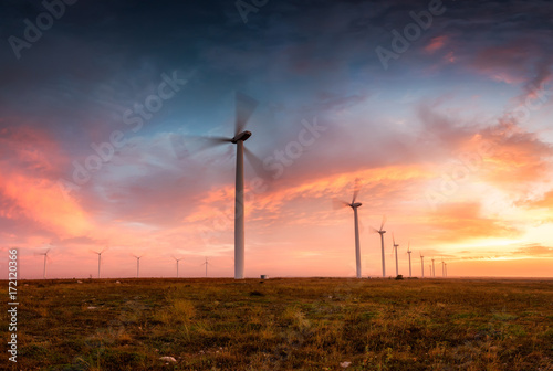 Wind farm at sunrise